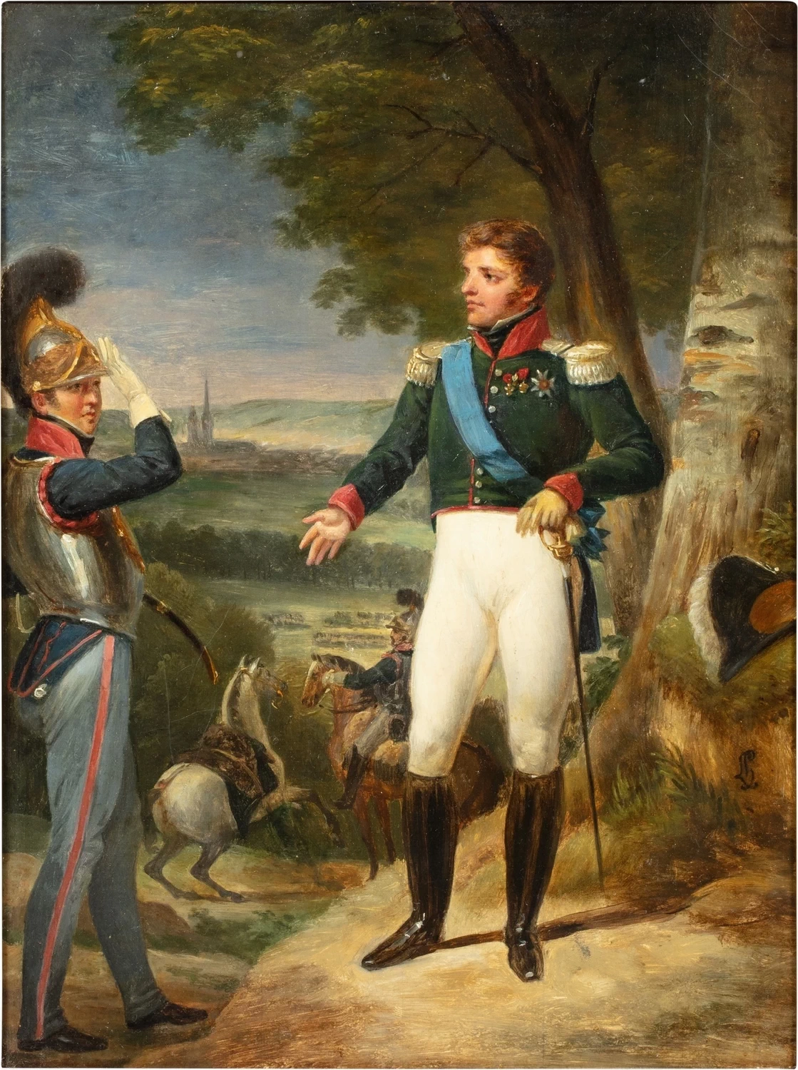 Ritratto di Monsieur de Rochedragon che riceve un ordine dal Duca di Berry
